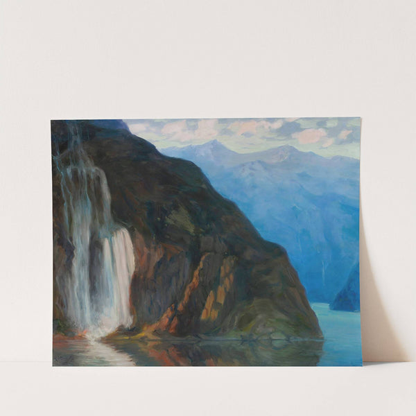 Landscape with a waterfall by Kazimierz Stabrowski