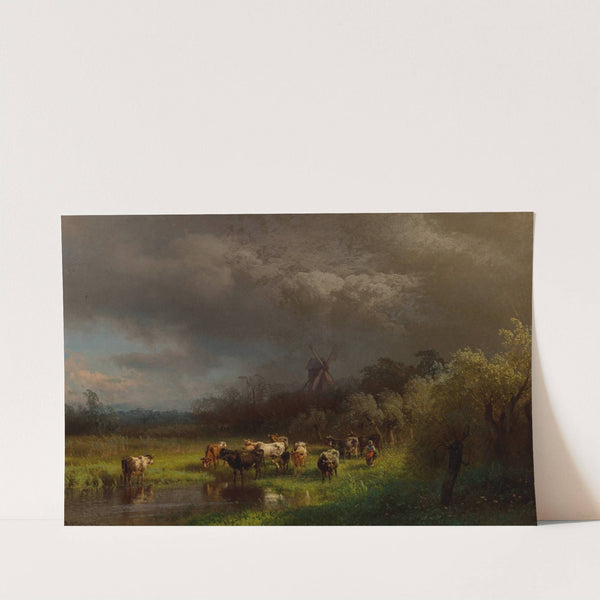 Landscape with a Windmill by Hermann Ottomar Herzog