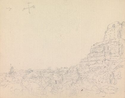 Landscape, with Castle Ruins on Top of a Rocky Hill