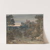 Landscape with Castle, Waterfall and Stream in Foreground by Francis Oliver Finch