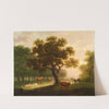 Landscape with Cattle, Sheep and Distant Figure by Herbert Pugh