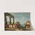 Landscape with classical ruins and figures by a river, a bridge beyond by Francesco Albotto