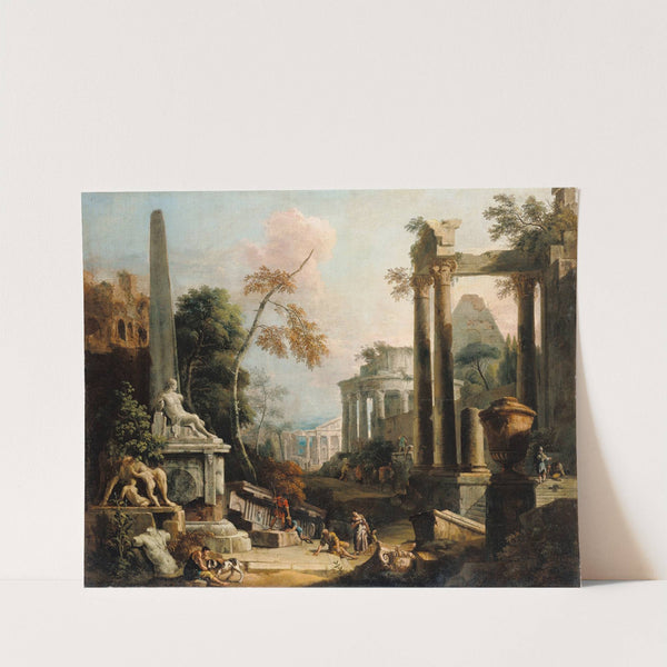 Landscape with Classical Ruins and Figures by Marco Ricci