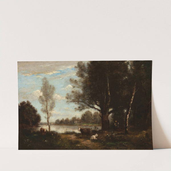 Landscape with cows by Jean-Baptiste-Camille Corot