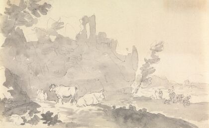 Landscape with Cows in Foreground