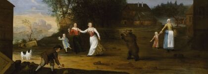Landscape with dancing bear