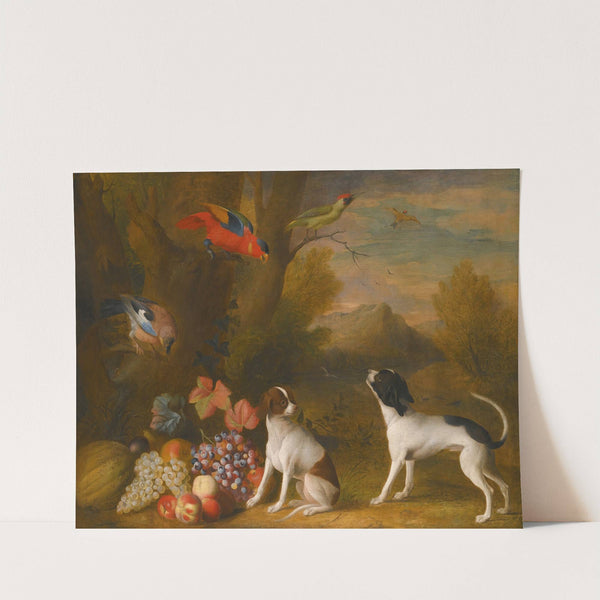 Landscape With Exotic Birds And Two Dogs by Jakob Bogdány