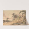 Landscape with Farmhouse, Figures and Pond by Paul Sandby Munn
