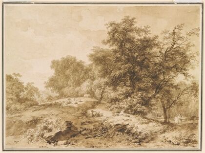 Landscape, with flocks and trees