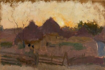 Landscape with haystacks