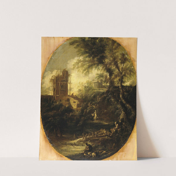 Landscape with Hermit, Pilgrim and Peasant Woman by Antonio Francesco Peruzzini