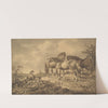 Landscape with horses and men by Charles Towne