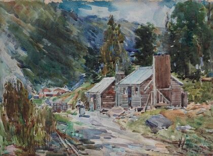 Landscape with huts