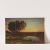 Landscape with Lake and Boatman by Jean-Baptiste-Camille Corot