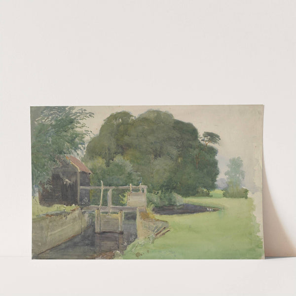 Landscape with lock gate by Sir George Clausen