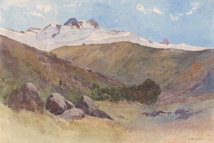 Landscape with mountain and gully