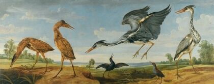 Landscape With Pairs Of Herons And Bitterns