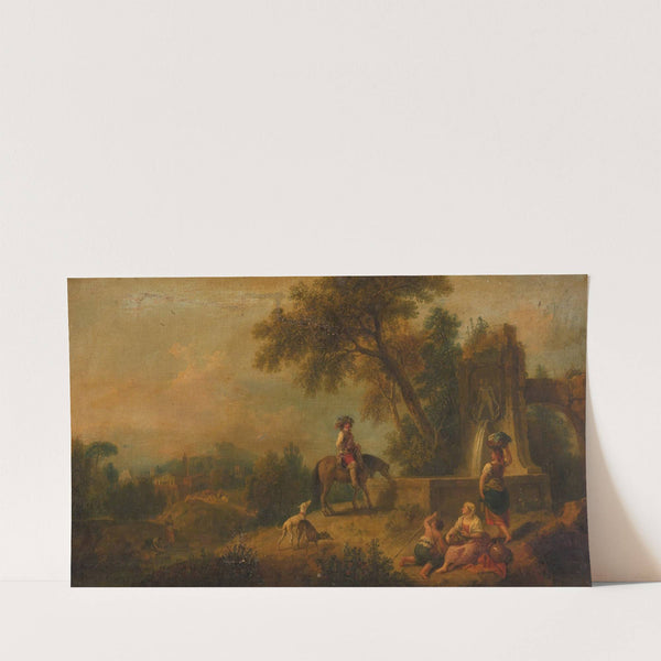 Landscape With Peasants, Fountain And Rider by Francesco Zuccarelli