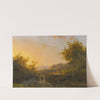 Landscape With Peasants Walking Near A River At Dusk (1867) by Johann Bernhard Klombeck