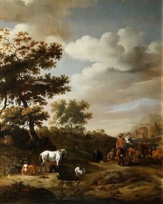 Landscape with people and cattle (17th century)