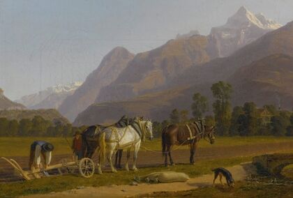 Landscape With Ploughmen And Horses In The Canton Of Valais