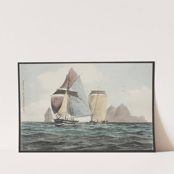 Landscape with sailboats by Thorolf Holmboe