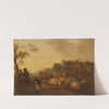 Landscape with sheperd, sheperdess and cattle by Willem Ossenbeeck