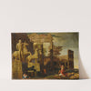 Landscape With The Dioscuri And Antic Ruins Animated With Figures by Jean Lemaire