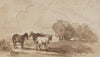 Landscape with three horses
