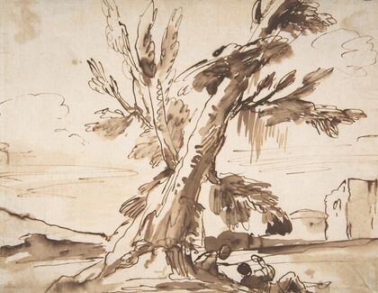 Landscape with Two Men Under a Tree.