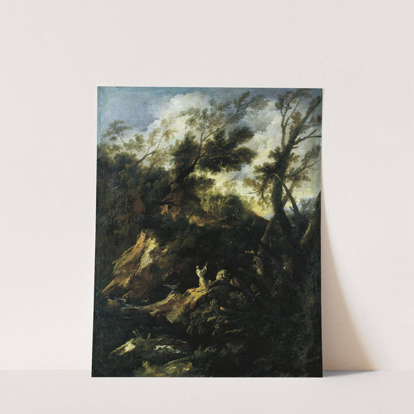 Landscape with Two Praying Monks by Antonio Francesco Peruzzini