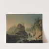 Landscape with Waterfall and Fishermen by Johann Nepomuk Wocher