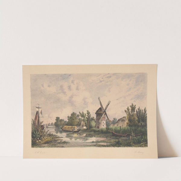 Landscape with windmill (Edward William Cooke) (1850) by Louis Marvy