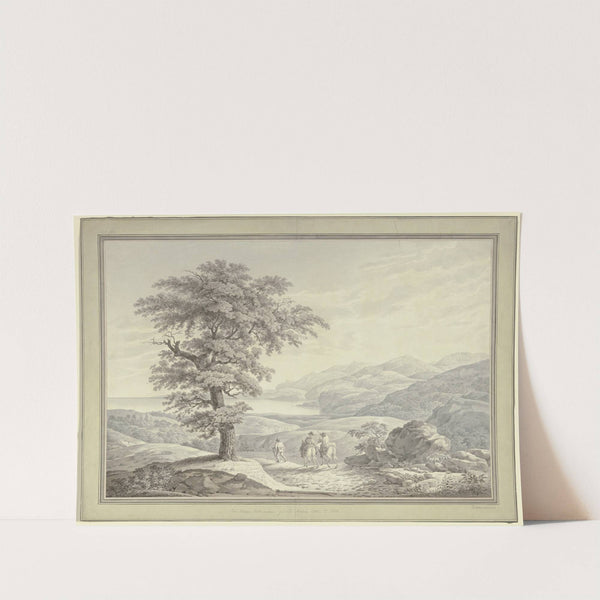 Landschaft an der Riviera di Levante mit dem Künstler und seinen Reisegefährten by Johann Adam Ackermann