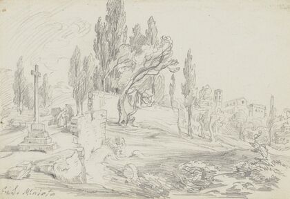 Landschaft, hinten rechts San Miniato al Monte in Florenz