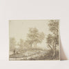 Landschaft mit Bäumen, links zwei Männer im Gespräch by Adriaen Hendriksz. Verboom
