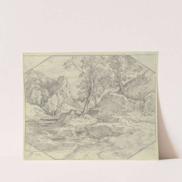 Landschaft mit Bäumen und Felsen by Johann Heinrich Ferdinand Olivier