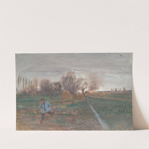 Landschaft mit brennendem Gehöft by Anton Nowak