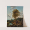 Landschaft mit drei Bäumen und Kirche (1746) by Christian Hilfgott Brand