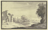 Landschaft mit einer Ruine links im Vordergrund (1744)