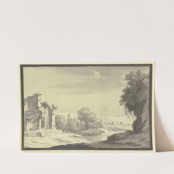 Landschaft mit einer Ruine links im Vordergrund (1744) by Johann Ludwig Aberli
