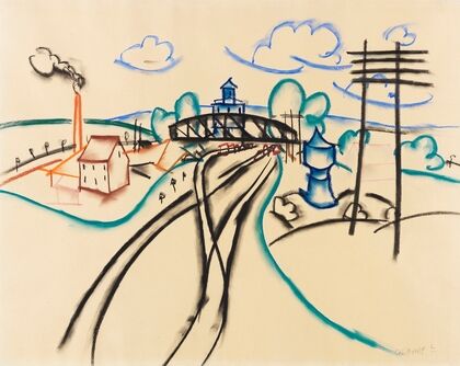Landschaft mit Eisenbahnbrücke (1920)