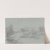 Landschaft mit Gebäuden und Ruinen, darunter der eines Amphitheaters by Ludwig Metz