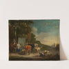 Landschaft mit Hirten und Herde am Brunnen by Pieter Bout