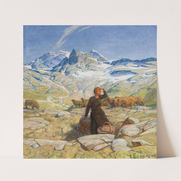 Landschaft mit junger Bäuerin (1900) by Erich Erler