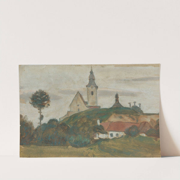 Landschaft mit Kirche und Dorf by Walther Gamerith