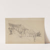 Landschaftsstudie; Blick auf Felsen und einen Jungen im Vordergrund by Johann Baptist Kirner