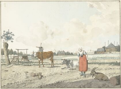 Landschap met boerin en vee (1700 - 1800)