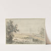 Landschap met een hengelaar aan het water by Jan Hulswit