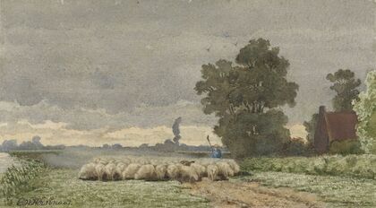 Landschap met kudde schapen (1857 - 1884)